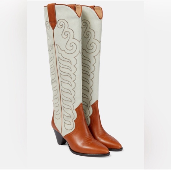 Isabel Marant Shoes - Isabel Marant Liela 60mm chalk/cognac tall western boots 37=7